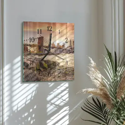 Quadratische wanduhr modern Stadt der Brücken