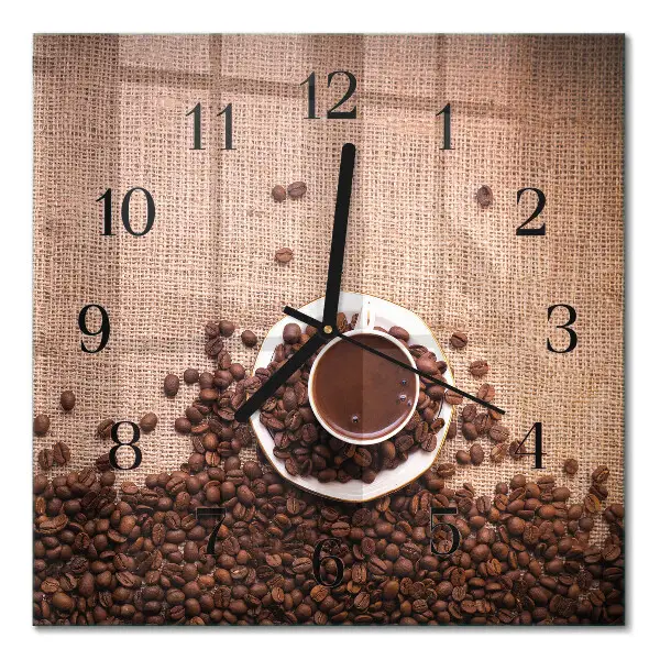 Quadratische wanduhr Kaffeebohnen