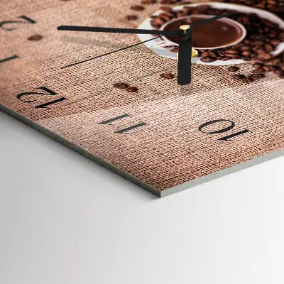 Quadratische wanduhr Kaffeebohnen
