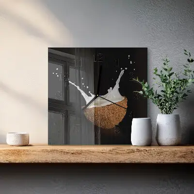 Quadratische wanduhr modern Kokosnuss