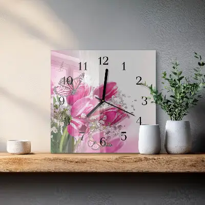 Quadratische wanduhr modern Schmetterling