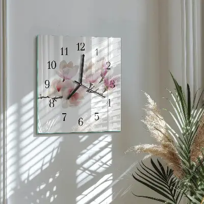 Quadratische wanduhr Magnolie