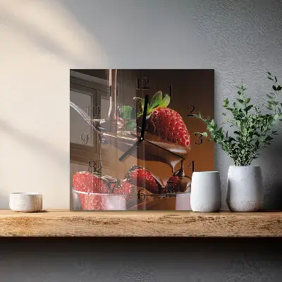 Quadratische wanduhr modern Schokoladenüberzogene Erdbeeren