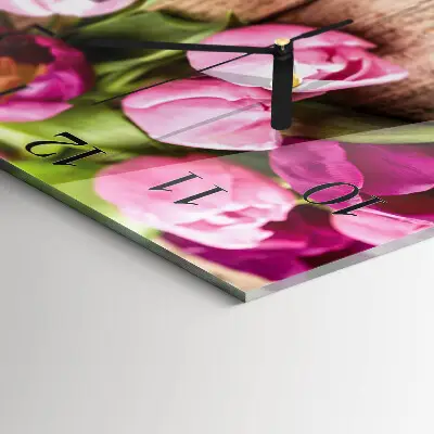 Glasuhr quadratisch Tulpen