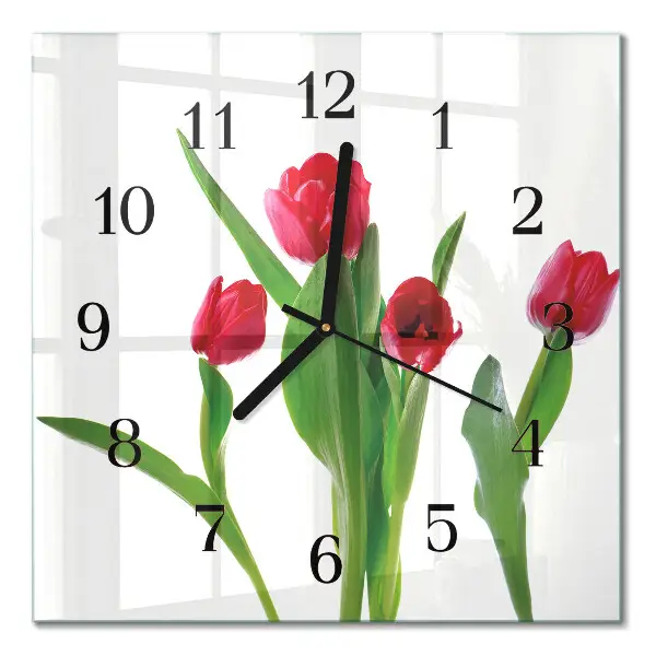 Quadratische wanduhr Tulpen