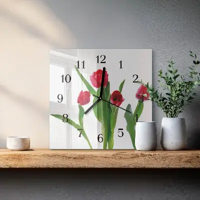 Quadratische wanduhr Tulpen