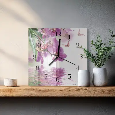 Quadratische wanduhr modern Schmetterlinge
