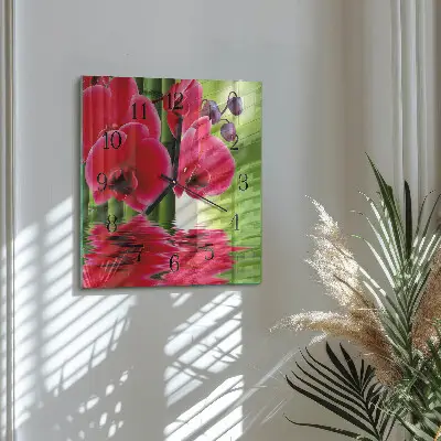 Quadratische wanduhr Orchidee