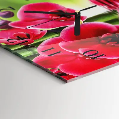 Quadratische wanduhr Orchidee