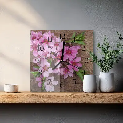 Quadratische wanduhr Blumen