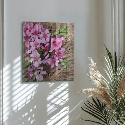 Quadratische wanduhr Blumen