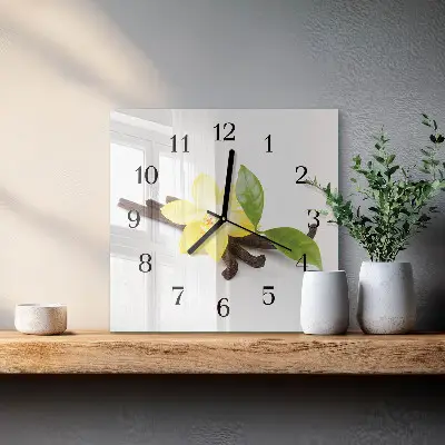 Quadratische wanduhr modern Vanilleorchidee