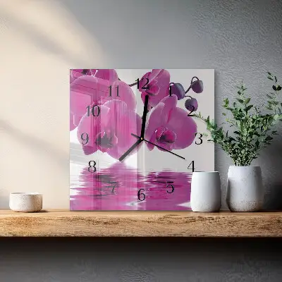 Quadratische wanduhr Orchidee