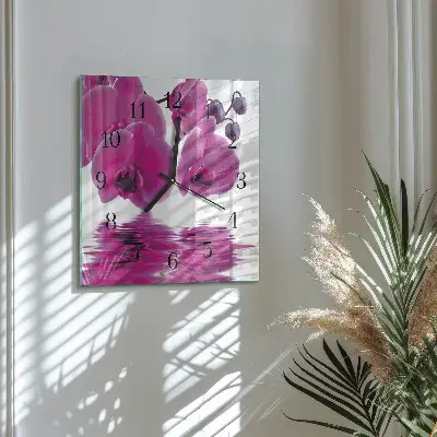 Quadratische wanduhr Orchidee