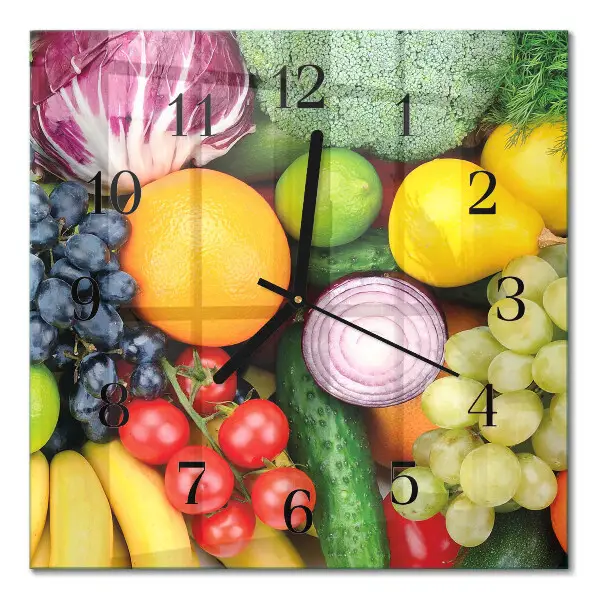 Quadratische wanduhr modern Obst und Gemüse