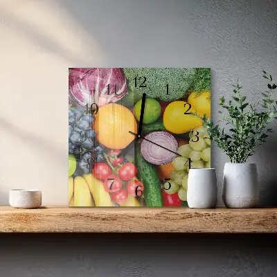 Quadratische wanduhr modern Obst und Gemüse
