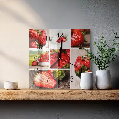 Wanduhr mit motiv quadratisch Erdbeeren