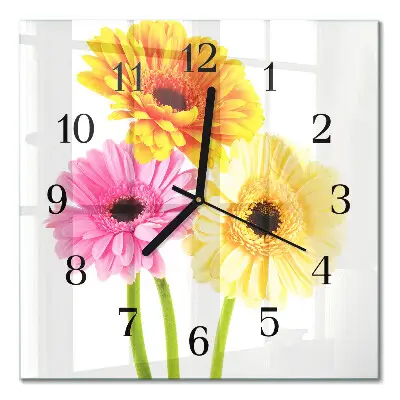 Quadratische wanduhr modern Blumen