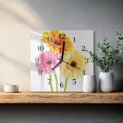 Quadratische wanduhr modern Blumen