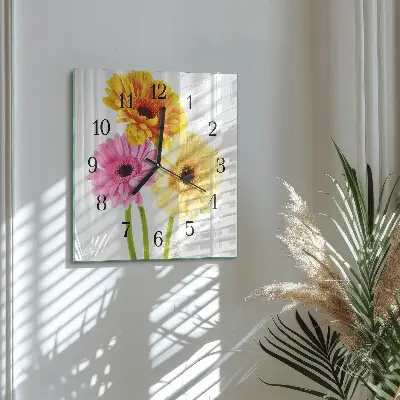 Quadratische wanduhr modern Blumen