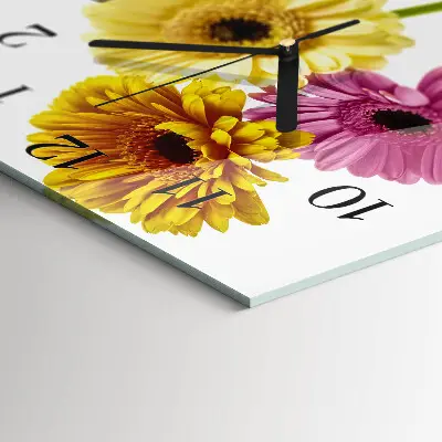 Quadratische wanduhr modern Blumen