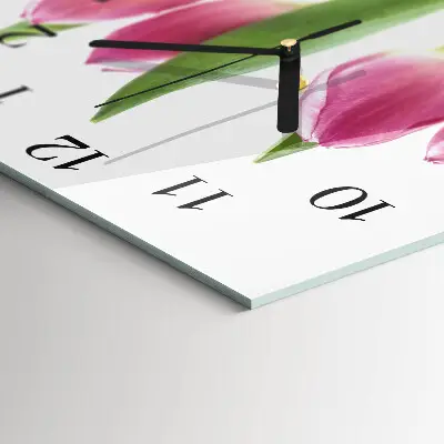 Glasuhr quadratisch Tulpen