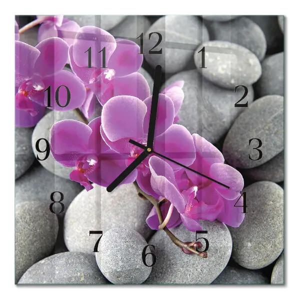 Wanduhr mit motiv quadratisch Steine ​​und Orchideen