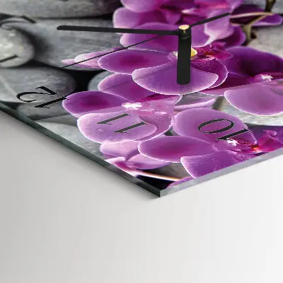 Wanduhr mit motiv quadratisch Steine ​​und Orchideen