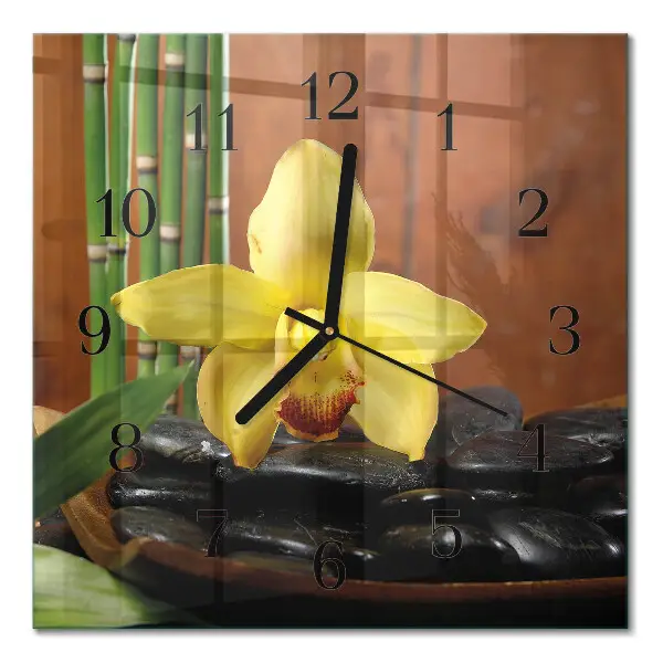 Quadratische wanduhr modern Bambusorchidee