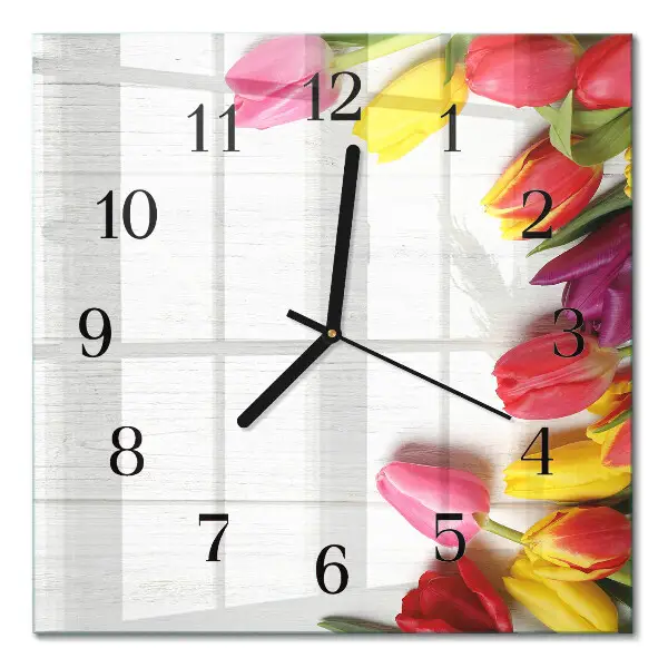 Quadratische wanduhr modern Tulpen
