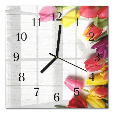 Quadratische wanduhr modern Tulpen
