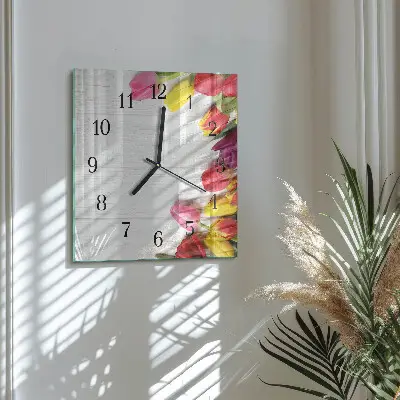 Quadratische wanduhr modern Tulpen