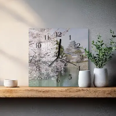 Glasuhr quadratisch Kirschbäume