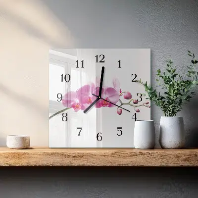 Wanduhr mit motiv quadratisch Orchidee