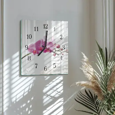 Wanduhr mit motiv quadratisch Orchidee