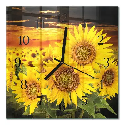 Glasuhr quadratisch Sonnenblumen