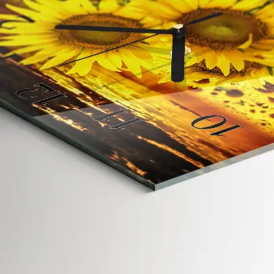 Glasuhr quadratisch Sonnenblumen