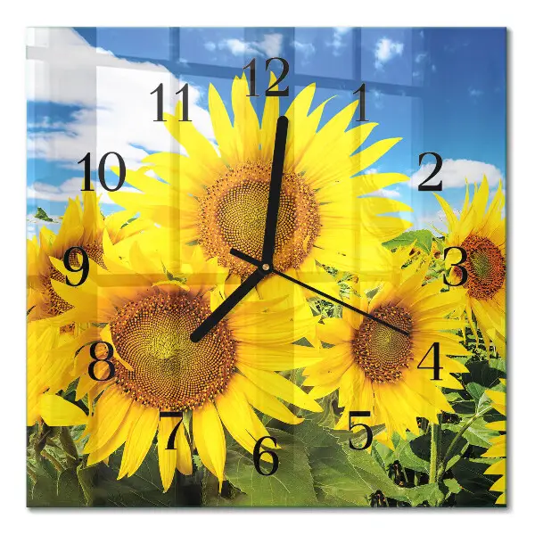 Quadratische wanduhr Sonnenblumen