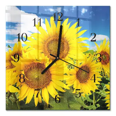 Quadratische wanduhr Sonnenblumen