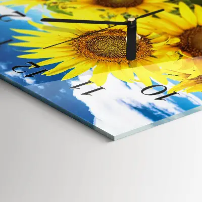 Quadratische wanduhr Sonnenblumen