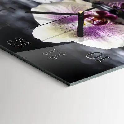 Moderne wanduhr quadratisch Orchidee