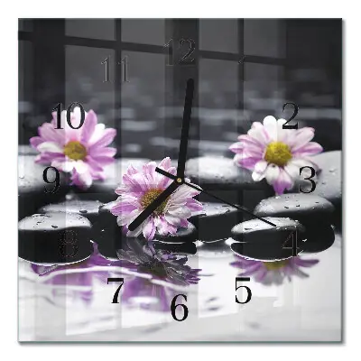 Wanduhr mit motiv quadratisch Blumen