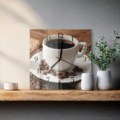Quadratische wanduhr modern Kaffee