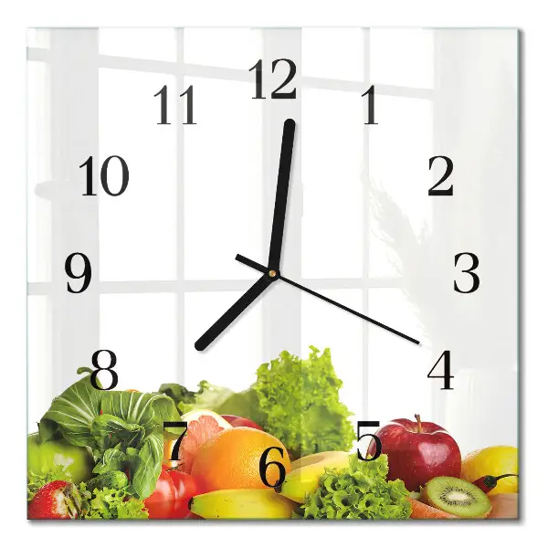 Quadratische wanduhr Gemüse