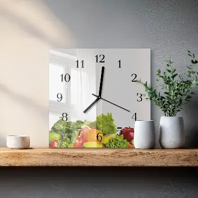 Quadratische wanduhr Gemüse