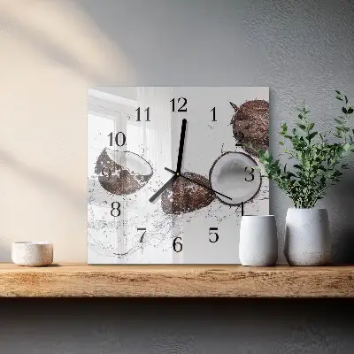 Wanduhr mit motiv quadratisch Kokosnüsse
