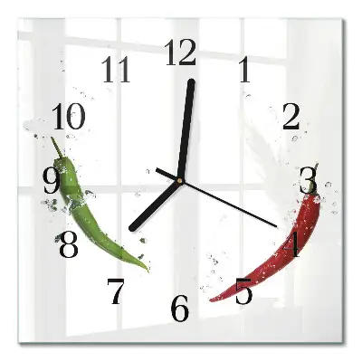 Moderne wanduhr quadratisch Chilischoten