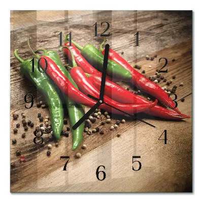 Glasuhr quadratisch Chilischoten