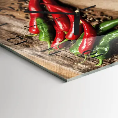 Glasuhr quadratisch Chilischoten