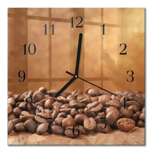 Quadratische wanduhr Kaffeebohnen
